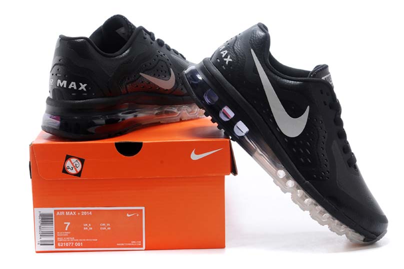 nike air max 2014 cuir chaussures de course hommes gris noir (1)